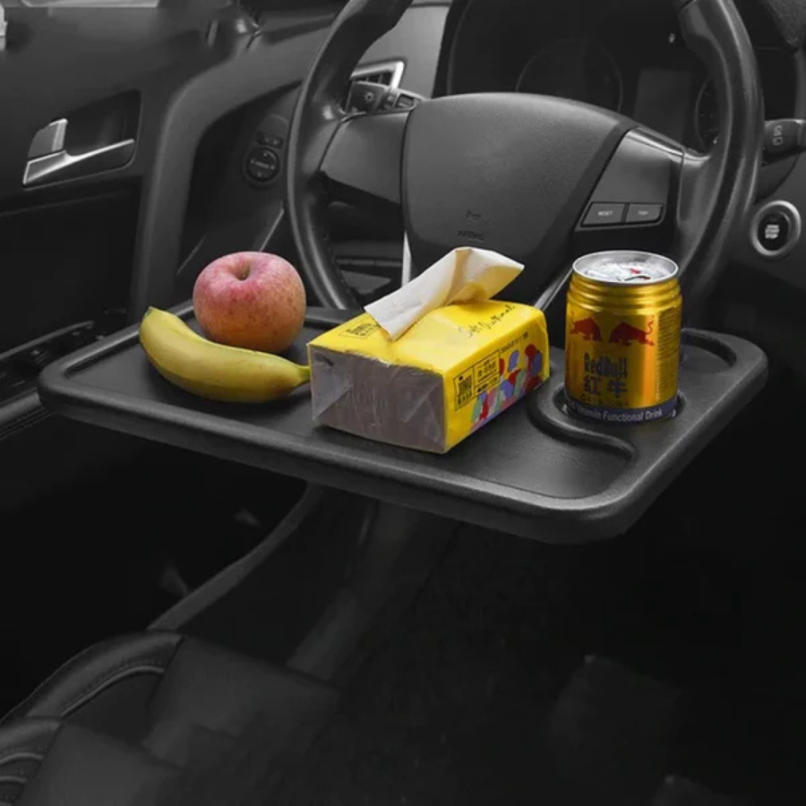 Car Steering Wheel Tray Table | Portable Car Laptop & Food Desk with Cup Holder