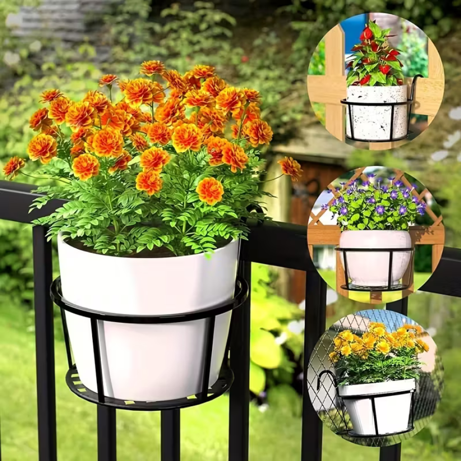 Metal Hanging Flower Pot Holder for Balcony & Garden | Decorative Plant Stand