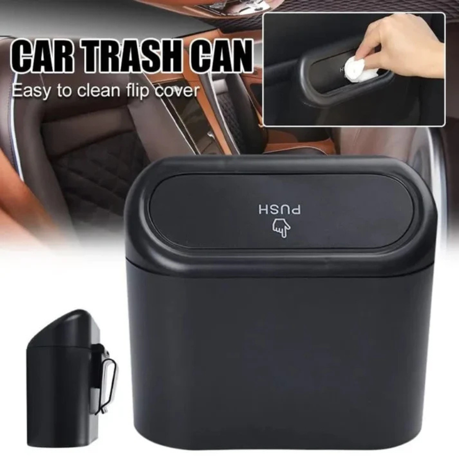 Car Trash Bin | Mini Vehicle Dustbin with Push Lid