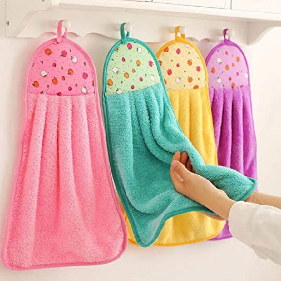 5pcs Soft Hanging Hand Towel with Loop | Absorbent Bathroom & Kitchen Towel